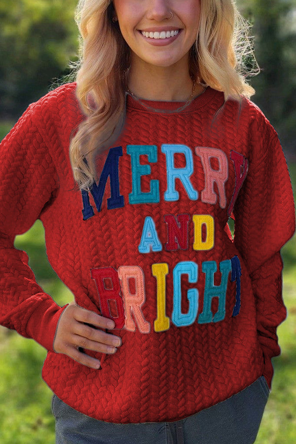 Christmas Letter Print Loose Casual Long-sleeved Sweatshirt