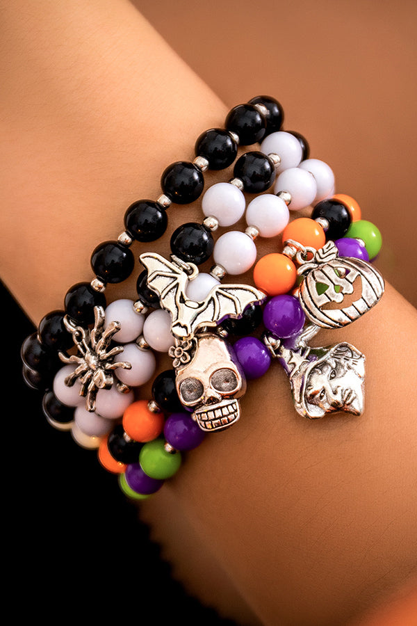 Halloween Colorful Beaded Skeleton Witch Bracelet