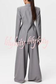 Power Girl High Rise Pleated Wide Leg Pocketed Pants