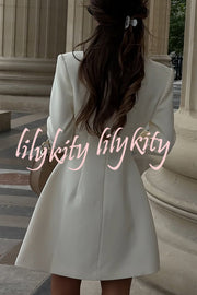 Solid Color Long-sleeved Slim-fit Button-down Casual Mini Dress