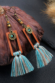 Bohemian Vintage Square Tassel Long Earrings