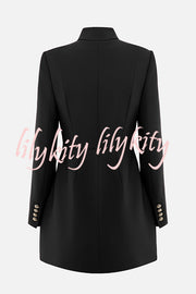 Elegant Long-sleeved Hollowed-out Button-down Slim-fit Mini Dress