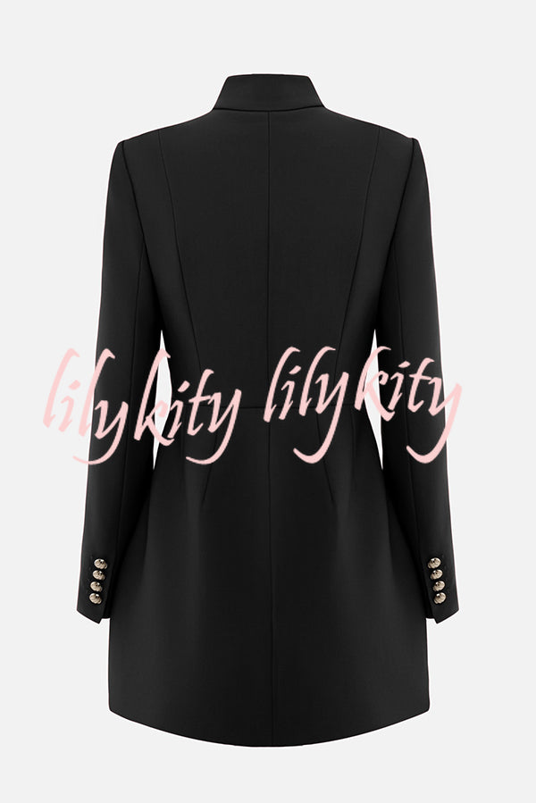 Elegant Long-sleeved Hollowed-out Button-down Slim-fit Mini Dress