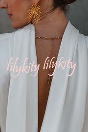 Secret of Elegance Satin Back Chain Cowl Neck Draped Blouse