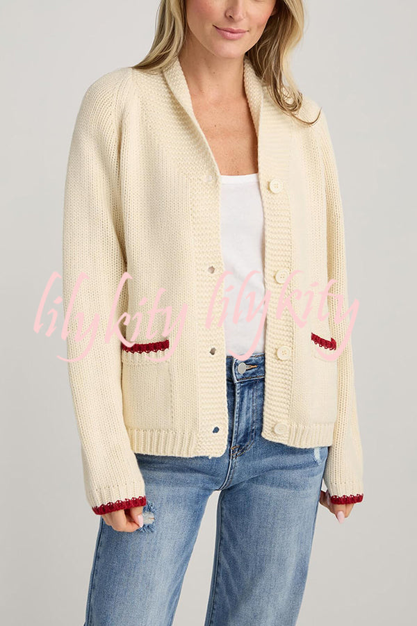 Fashion Lobster Pattern Casual Long Sleeve Knit Cardigan