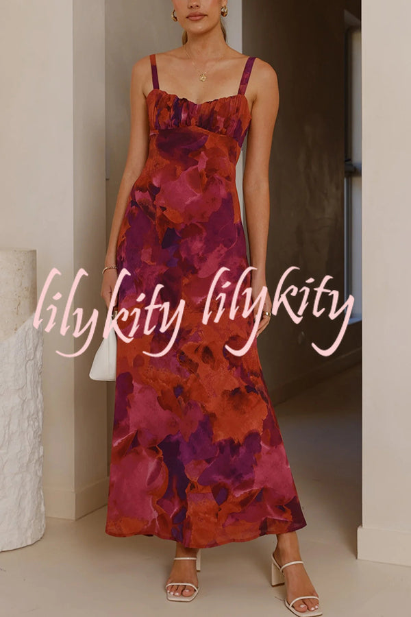 Fashion Tie-dye Backless Suspender Holiday Maxi Dress