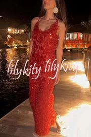 Fashionable Sequined Sexy Open Back Slim Maxi Dress