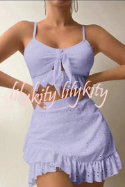 Hollow Patchwork Suspender Strap Three Pieces Swimsuit Set