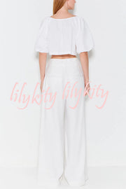 Adriano Double Button High Waist Pocketed Wide Leg Pants