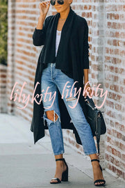 Fireside Pocketed Oversized Drape Neckline Knit Cardigan