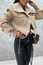 Stylish Lambswool Short Zipped Biker Jacket