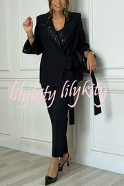 Social Time High Rise Elastic Zipper Waist Pocket Straight-leg Pants