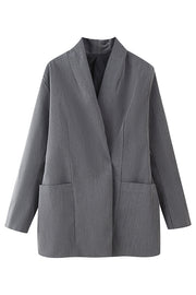 Solid Color Lapel Long Sleeve Casual Pocket Long Blazer