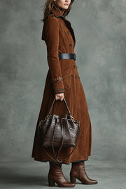 Stylish Lapel Button Casual Pocket Long Trench Coat