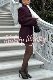 Solid Color Lapel Long Sleeve Casual Pocket Long Blazer