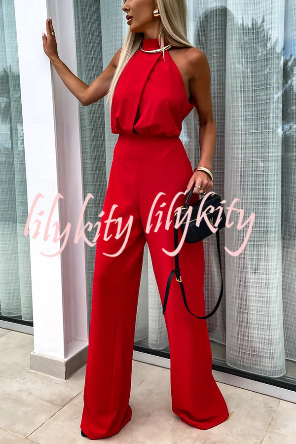 Fashionable Solid Color Sleeveless Hollow Slim Fit Jumpsuit