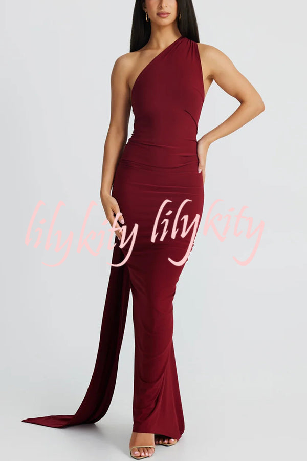 Sexy Backless Pleated Slim Solid Color Sleeveless Elegant Maxi Dress