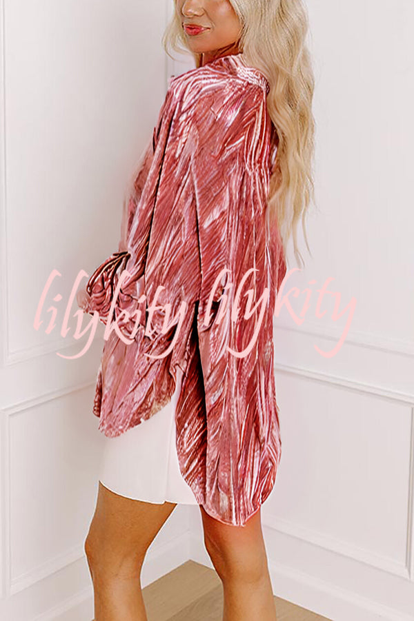 Solid Color Velvet Light-sensitive Drape Loose Shirt