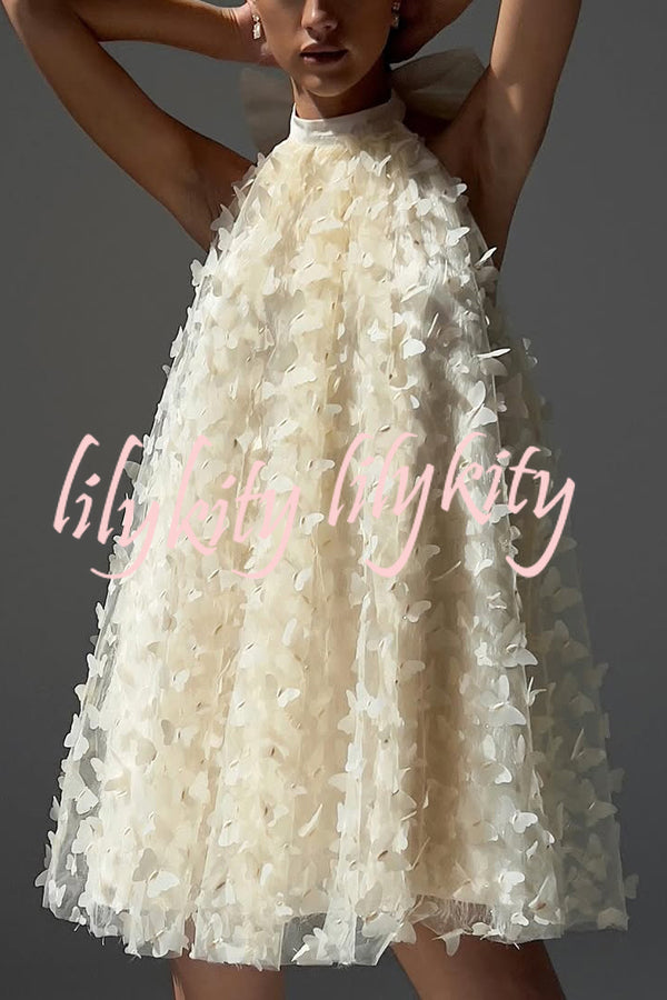 Stylish Backless Bow Elegant Butterfly Loose Mini Dress