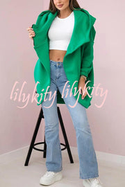 Solid Color Loose Hooded Zip-up Casual Sports Jacket