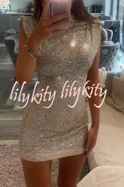 Adorable Sexy Vibes Sequin Wide Sleeve Mini Dress