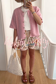 Solid Color Casual Buttoned Loose Knitted Cardigan