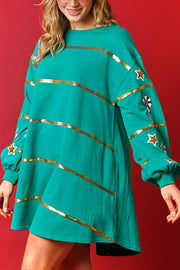 Christmas Candy Sequin Loose Long Sleeve Casual Mini Dress