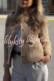 Joy To The World Tweed Metal Button Pocket Jacket