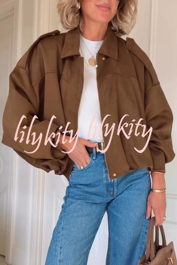 Fashion Lapel Long-sleeved Casual Bomber Jacket