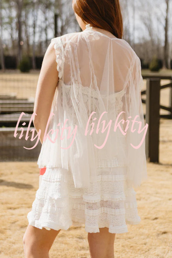 Light and Cute Tulle Lace Inner Wear High Neck Cape Top