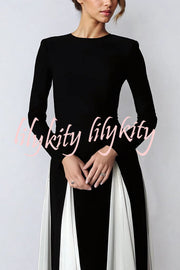 Getting Glam and Elegant Panelled Tulle Long Sleeve A-line Maxi Dress