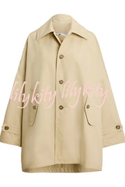 Timeless Fashion Button-breasted Wide Sleeve Pocket Twill A-line Jacket