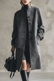 Stylish Long-sleeved Button-down Casual Long Coat
