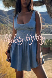 Fashion Slim-fit Stretch-strap Denim Mini Dress