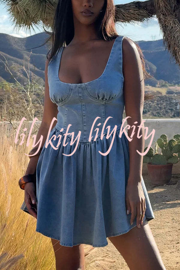 Fashion Slim-fit Stretch-strap Denim Mini Dress
