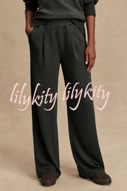 Barker High-Neck Long Sleeve Side Zipper Sweatshirt and Elastic Waist Pocketed Loose Pants Set