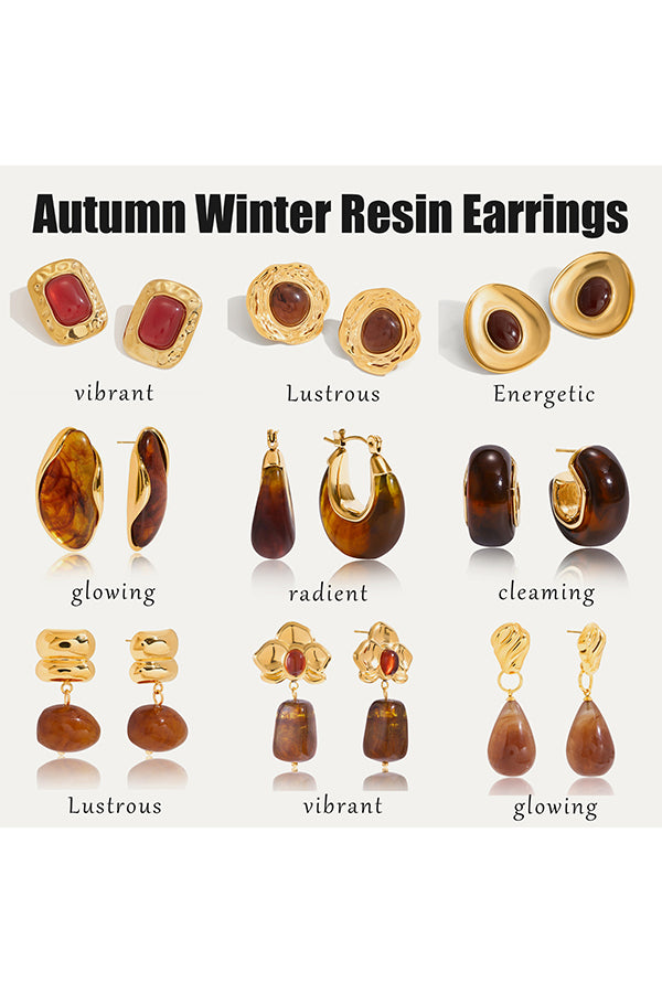 Stylish and Luxurious Titanium Steel Resin Earrings