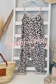 Kind and Casual Leopard Pocketed Relaxed Strap Jumpsuit