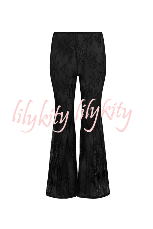 Feel Confident and Sexy Lace Elastic Waist Fishtail Hem Stretch Pants