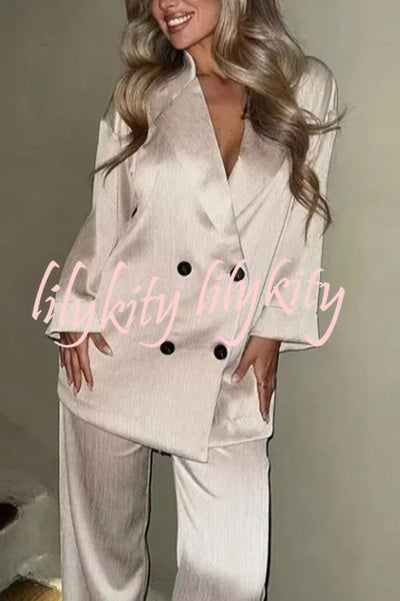 Fashionable Wrinkled Lapel Long-sleeved Loose Blazer