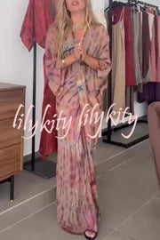 Unique Printed V-neck High-waisted Loose-fitting Holiday Maxi Dress