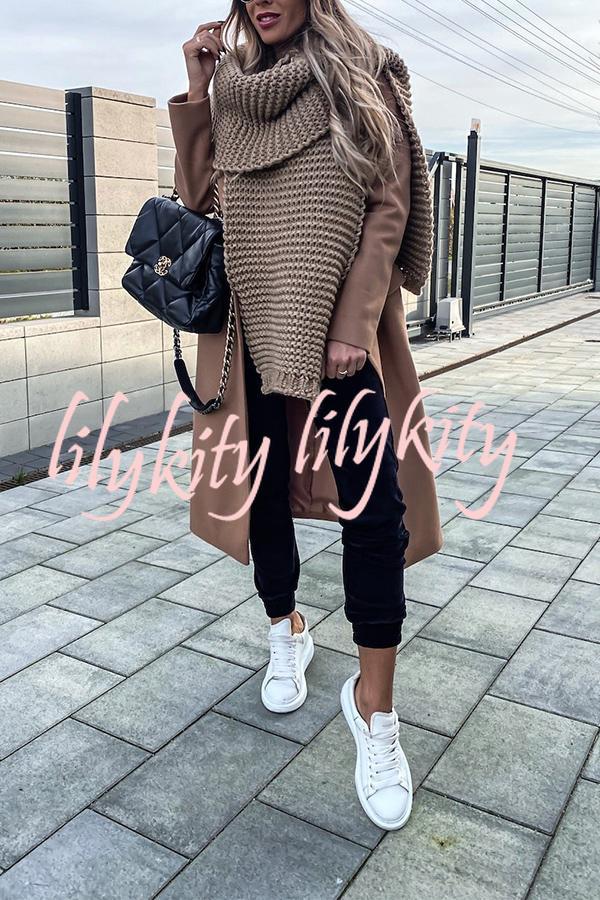 Winter handmade thick wool knitted scarf