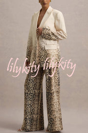 Hurley Ombre Snake Print Elastic Waist Pocketed Wide Leg Pants