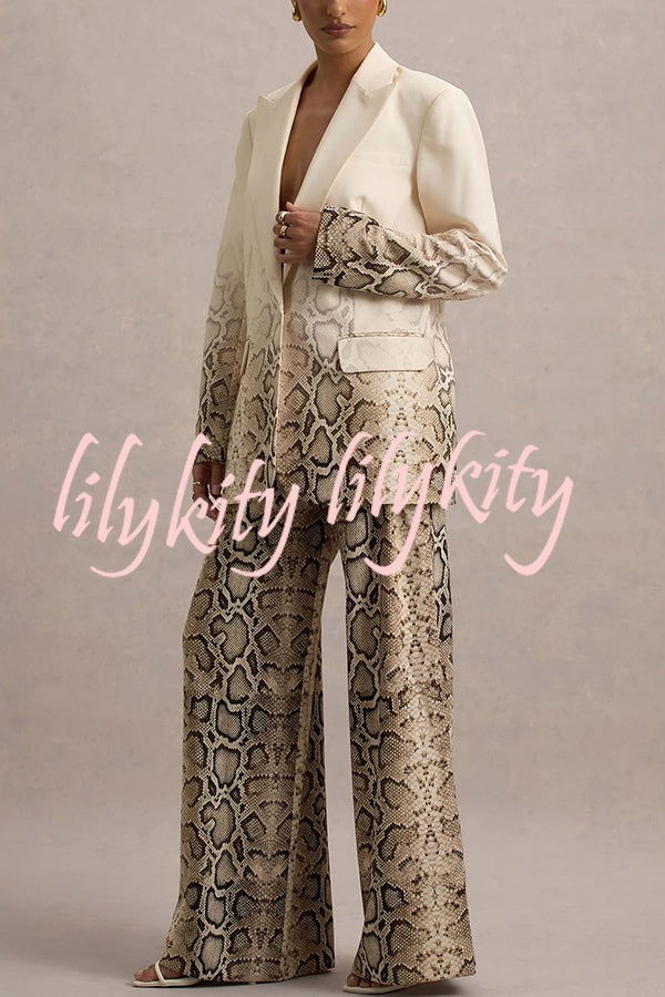 Hurley Ombre Snake Print Elastic Waist Pocketed Wide Leg Pants