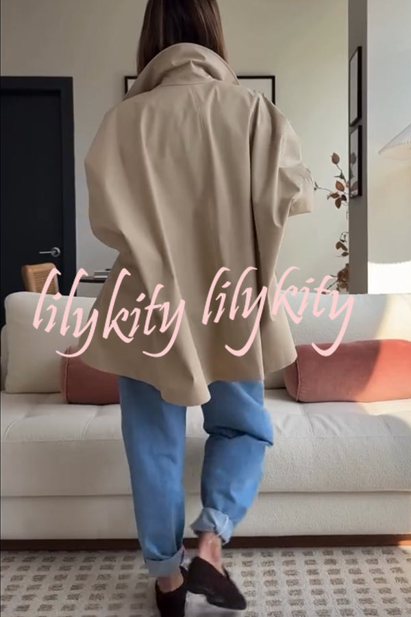Timeless Fashion Button-breasted Wide Sleeve Pocket Twill A-line Jacket