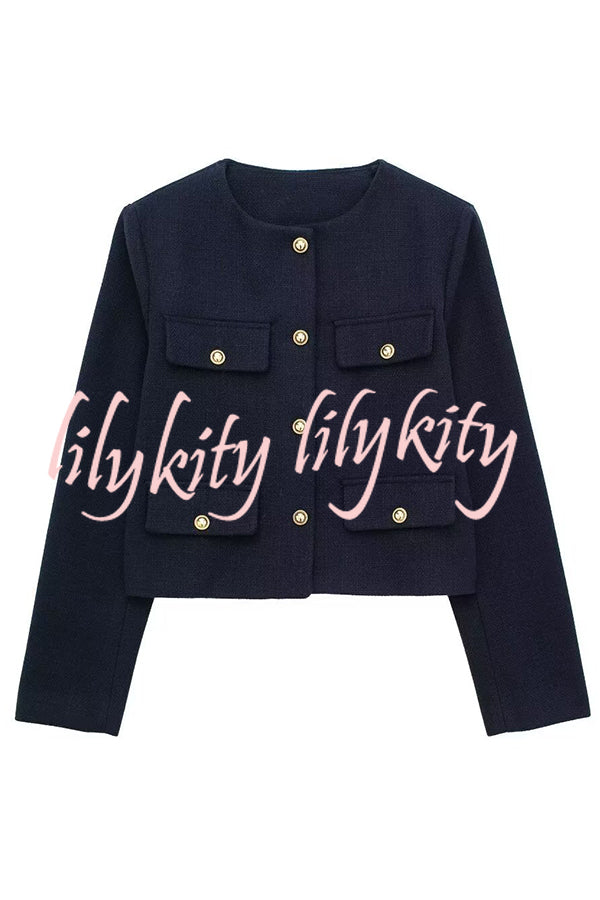 Stylish Buttoned Long Sleeve Casual Pocket Blazer