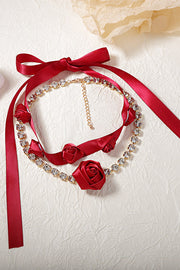 Romantic Rose Diamond Double Layer Necklace