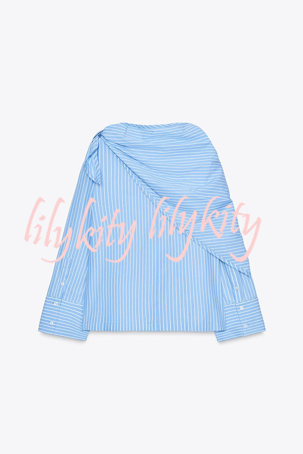 Meliora Striped Multi Position Scarf Long Sleeve H-line Shirt