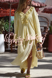 Solid Elastic Waist Drawstring Maxi Skirt