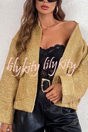 Fashion Sequin Long Sleeve Casual Pocket Loose Jacket